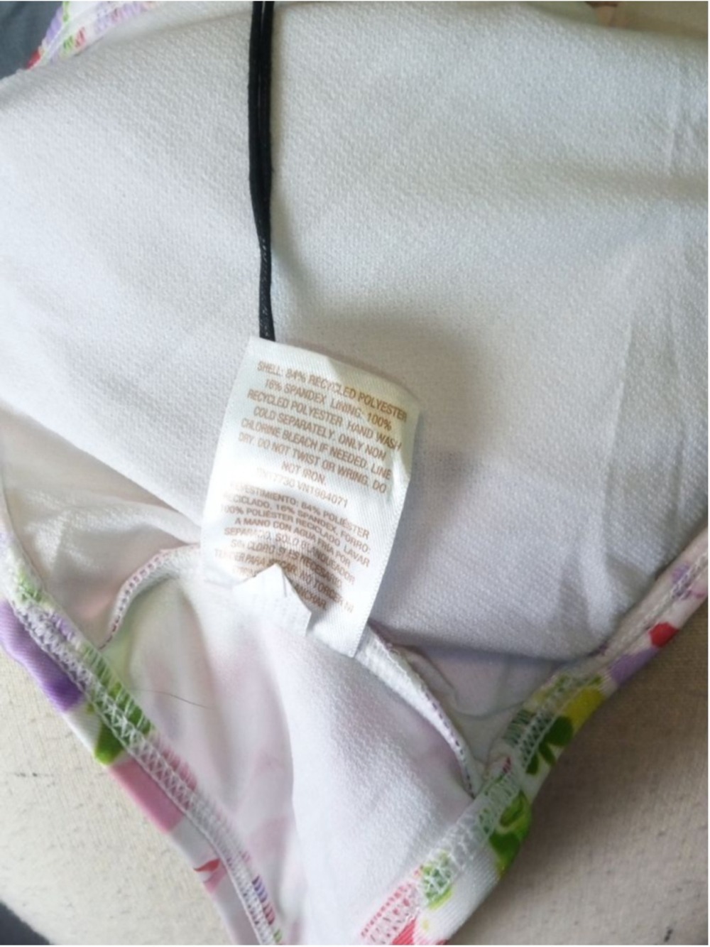 Shade & Shore Women's Halter Bikini Top Large White Pink Floral - Picture 7 of 7